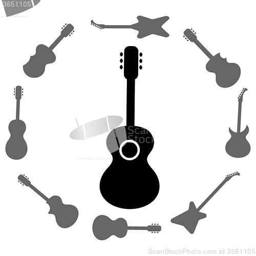 Image of Set of Guitars Silhouettes