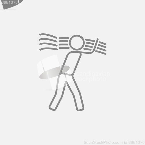 Image of Man carrying wheat line icon.