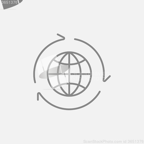 Image of Globe with arrows line icon.