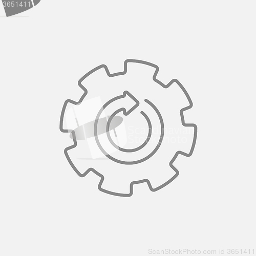 Image of Gear wheel with arrow line icon.