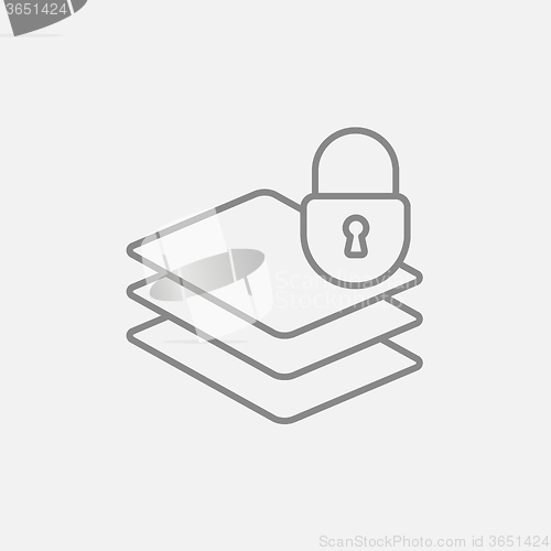 Image of Stack of papers with lock line icon.