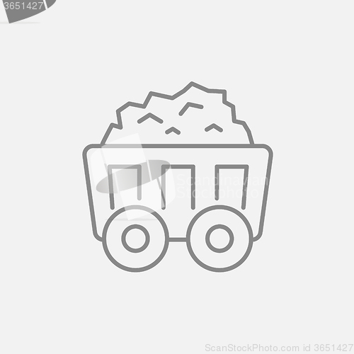 Image of Mining coal cart line icon.