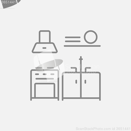 Image of Kitchen interior line icon.