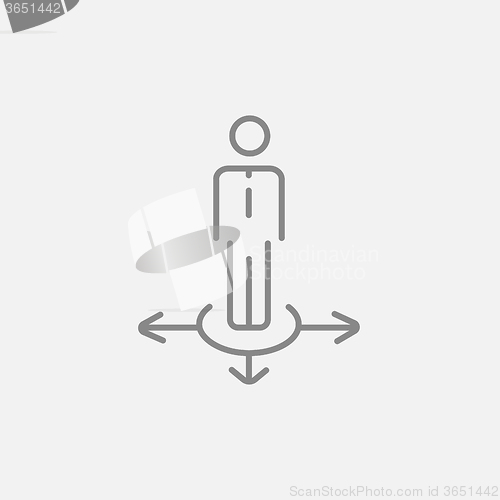 Image of Businessman in three ways line icon.