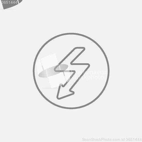 Image of Lightning arrow downward line icon.