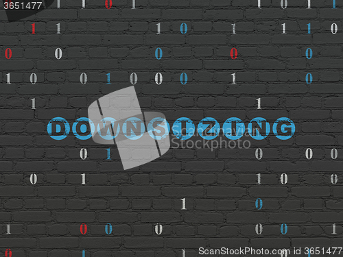 Image of Business concept: Downsizing on wall background