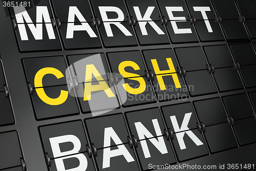 Image of Currency concept: Cash on airport board background