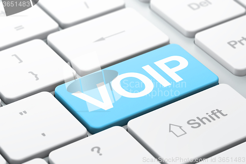 Image of Web development concept: VOIP on computer keyboard background