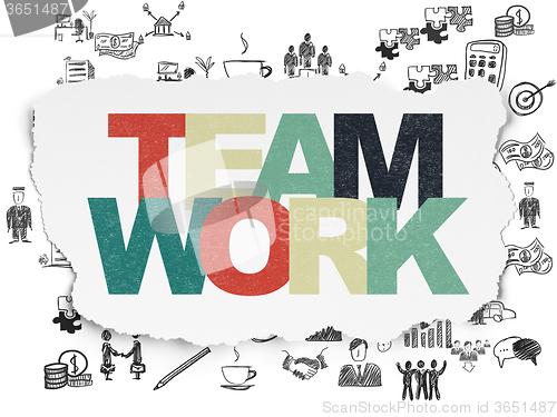 Image of Finance concept: Teamwork on Torn Paper background