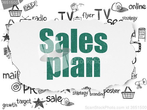 Image of Marketing concept: Sales Plan on Torn Paper background