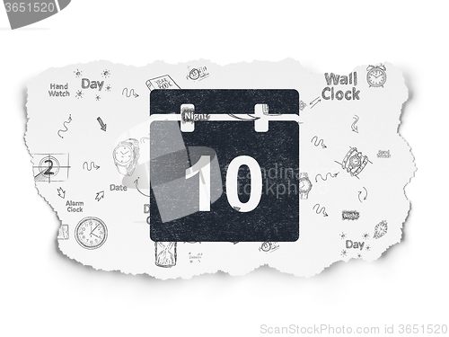 Image of Timeline concept: Calendar on Torn Paper background