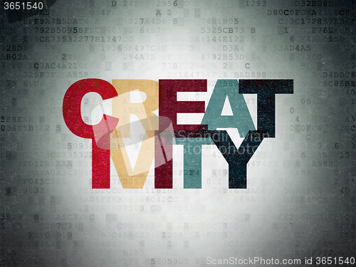 Image of Advertising concept: Creativity on Digital Paper background