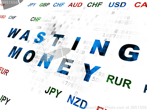 Image of Money concept: Wasting Money on Digital background