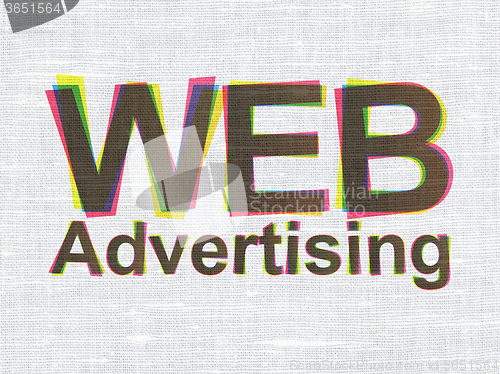 Image of Advertising concept: WEB Advertising on fabric texture background