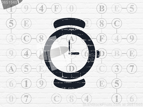 Image of Time concept: Watch on wall background