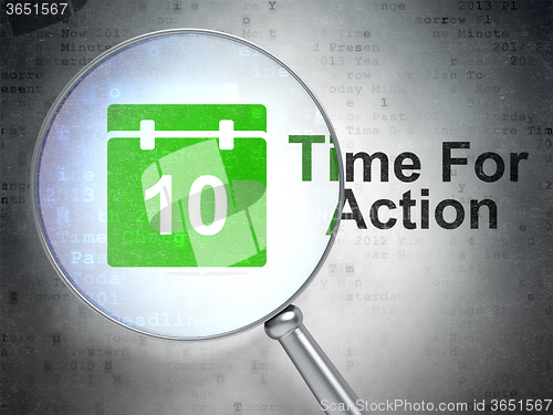 Image of Time concept: Calendar and Time For Action with optical glass