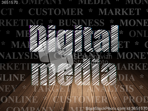 Image of Advertising concept: Digital Media in grunge dark room