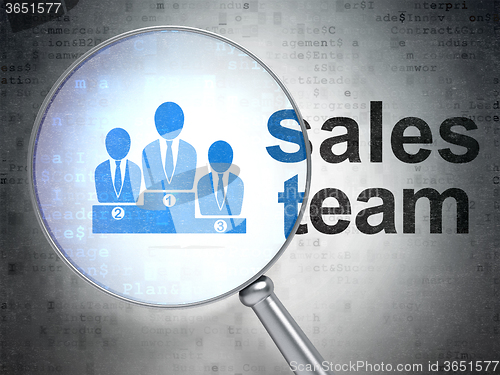 Image of Advertising concept: Business Team and Sales Team with optical glass
