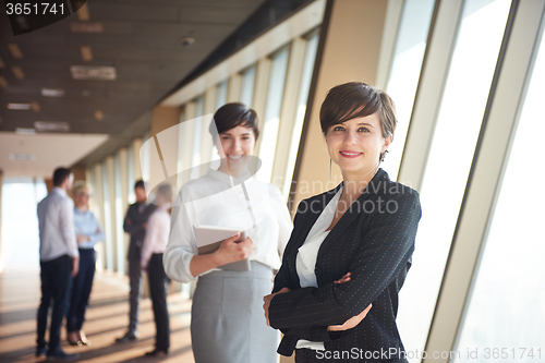 Image of business people group, females as team leaders