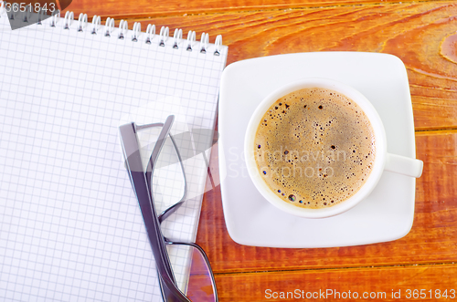 Image of coffee and note