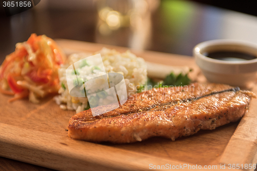 Image of Grilled salmon with rice