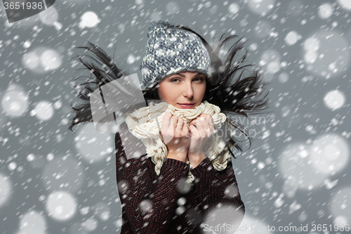 Image of Christmas girl, winter concept.