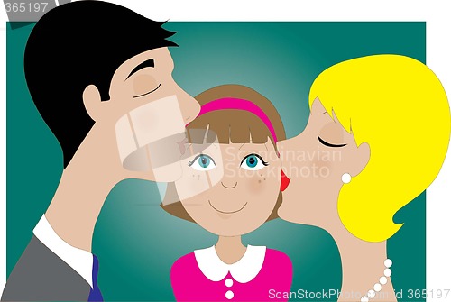 Image of Parents and Child Kiss