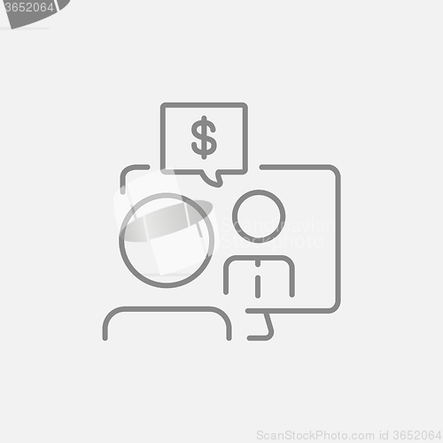 Image of Business video negotiations line icon.