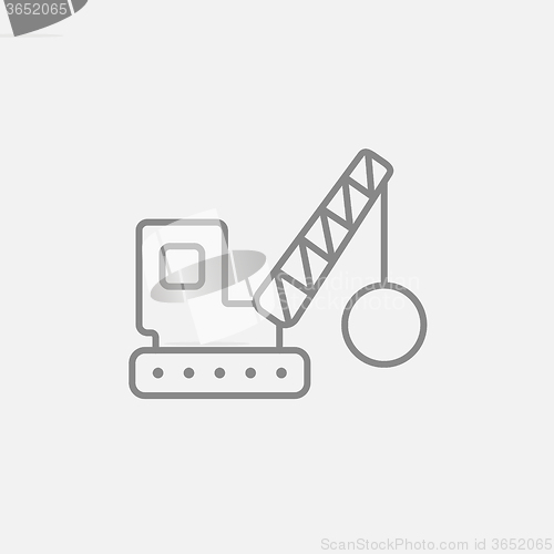 Image of Demolition crane line icon.