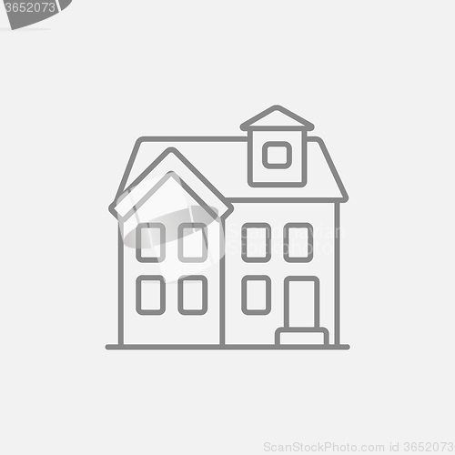 Image of Two storey detached house line icon.