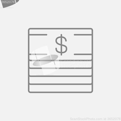 Image of Stack of dollar bills line icon.