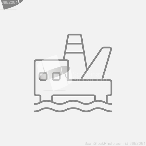 Image of Offshore oil platform line icon.