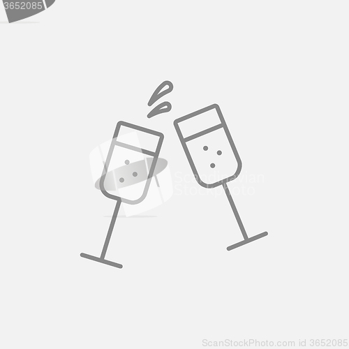 Image of Two glasses of champaign line icon.