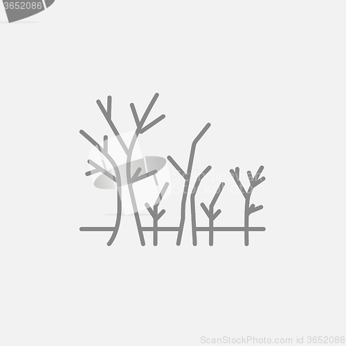 Image of Tree with bare branches line icon.