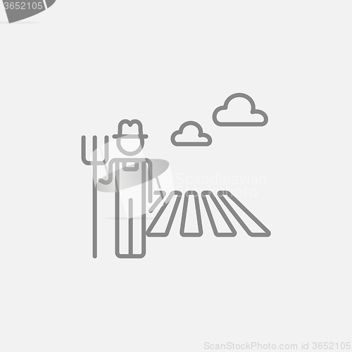 Image of Farmer with pitchfork line icon.