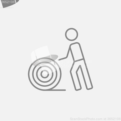 Image of Man with wire spool line icon.