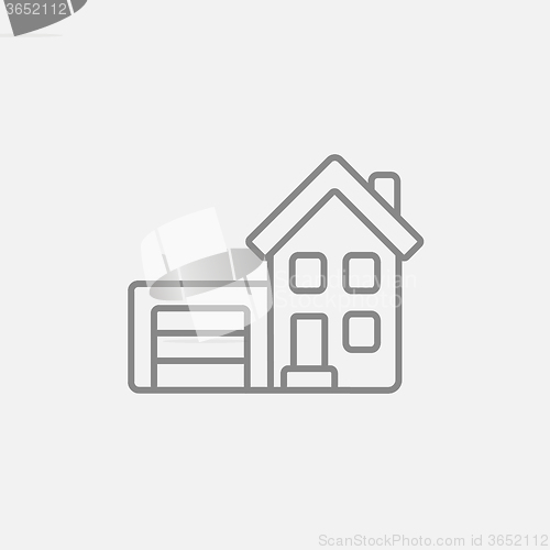 Image of House with garage line icon.