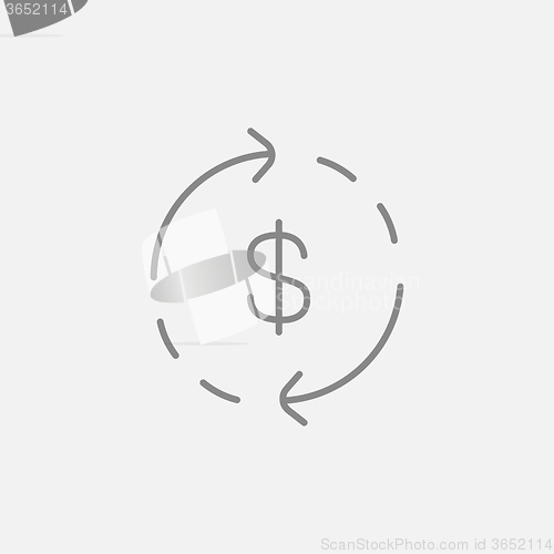 Image of Dollar symbol with arrows line icon.