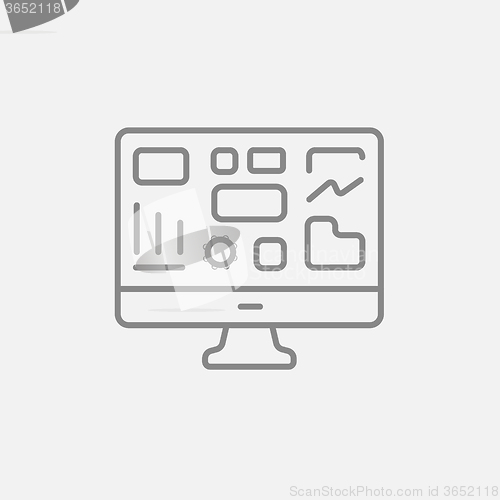 Image of Monitor with business graphs line icon.