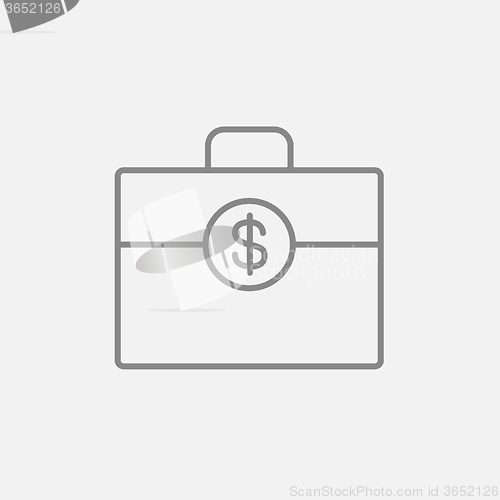 Image of Suitcase with dollar symbol line icon.