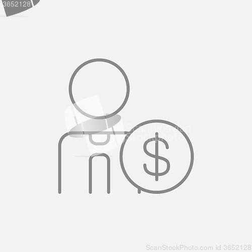 Image of Man with dollar sign line icon.