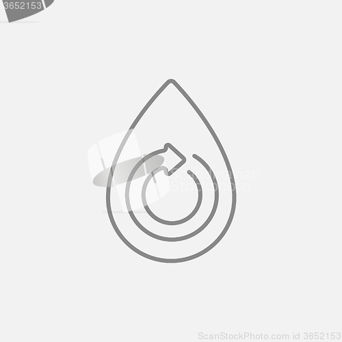 Image of Water drop with circular arrow line icon.