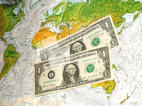 Image of money on map