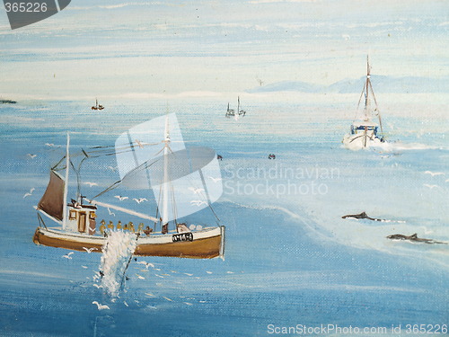 Image of painting of fishing boats