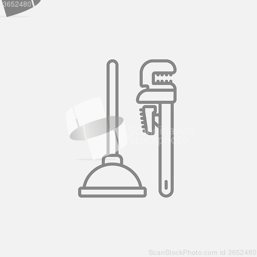 Image of Pipe wrenches and plunger line icon.