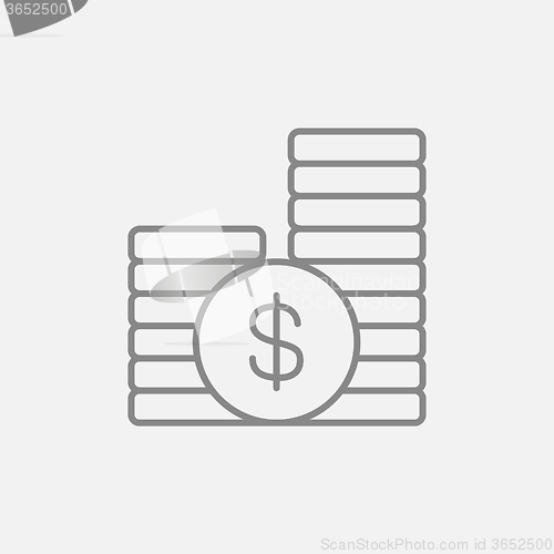Image of Dollar coins line icon.