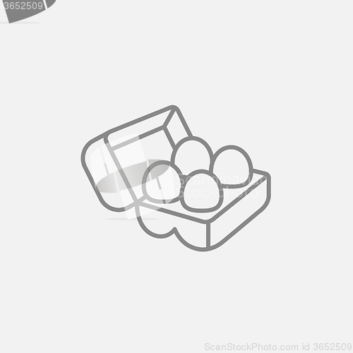 Image of Eggs in carton package line icon.