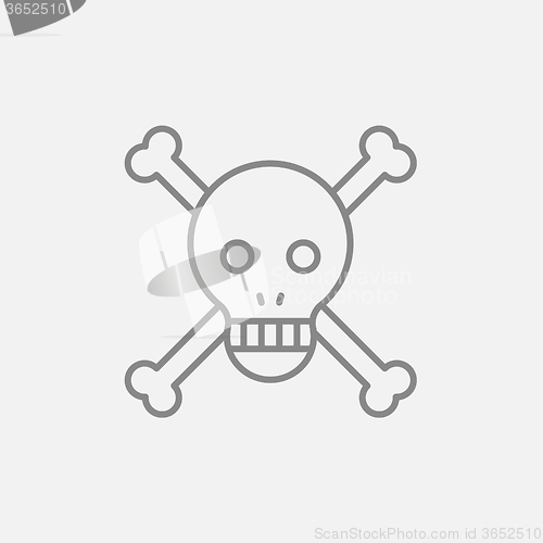 Image of Skull and cross bones line icon.