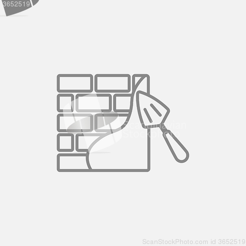 Image of Spatula with brickwall line icon.