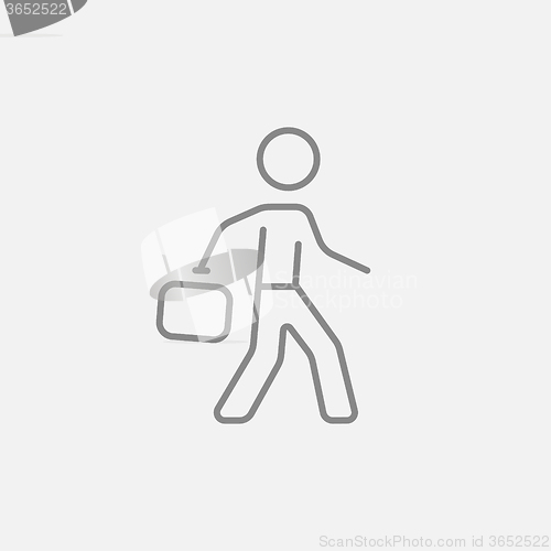 Image of Businessman walking with briefcase line icon.
